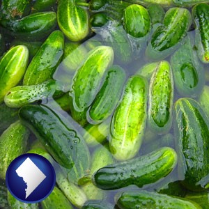 cucumber pickles processed in brine - with Washington, DC icon